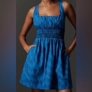 NWT Anthropologie Maeve Sleeveless Square-neck Smocked Mini Dress size large